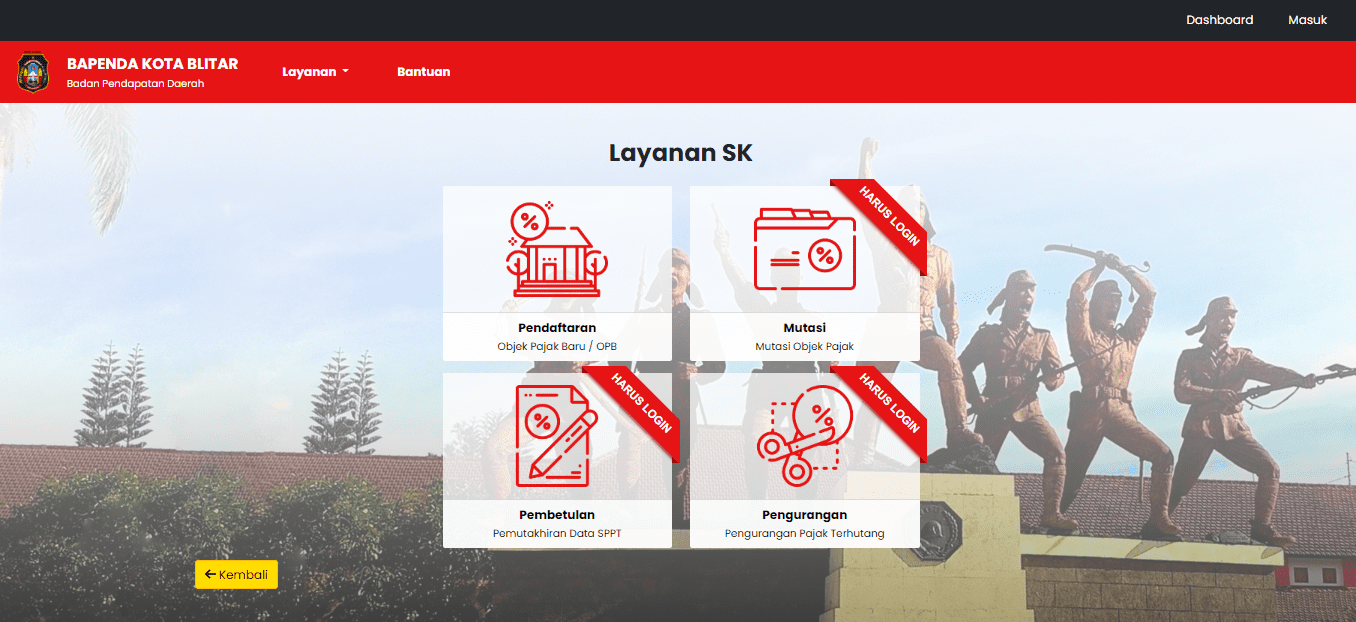 Menu Layanan dengan SK